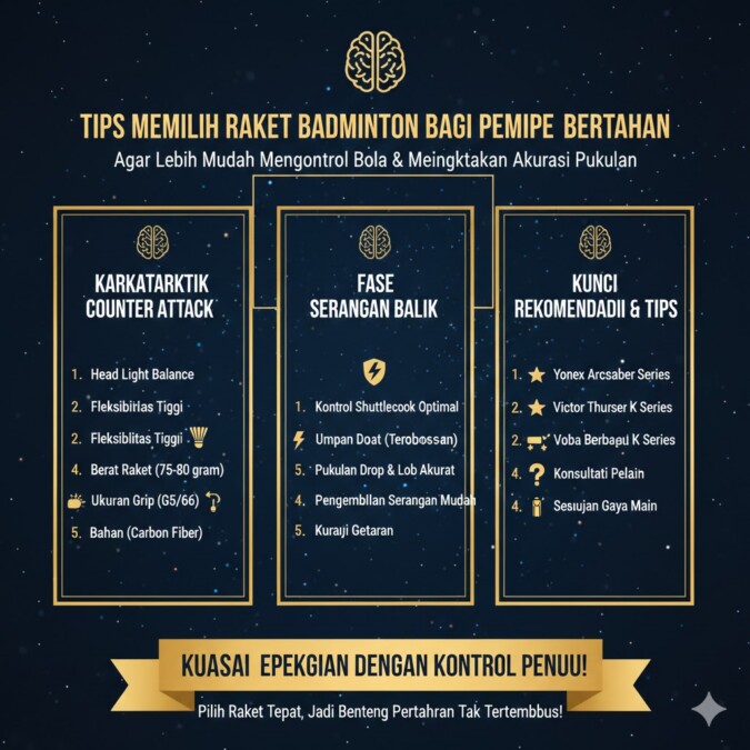 Tips Memilih Raket Badminton Bagi Pemain Bertipe Bertahan Agar Lebih Mudah Mengontrol Bola